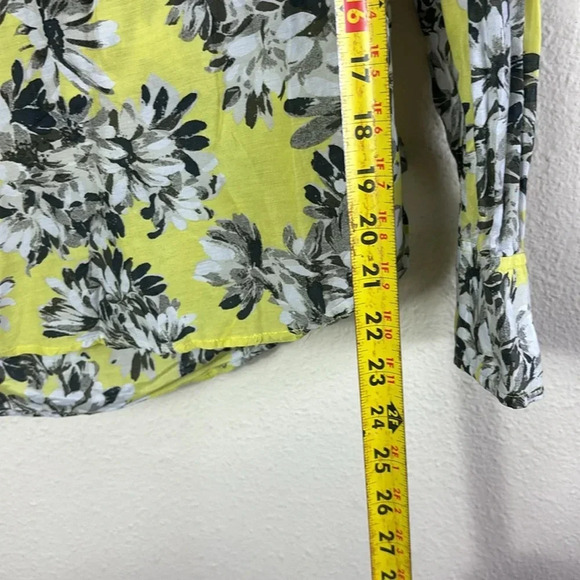 J. Crew Silk Cotton Blend Button Down Floral Shirt long sleeve yellow grey SZ 0 - Picture 7 of 10